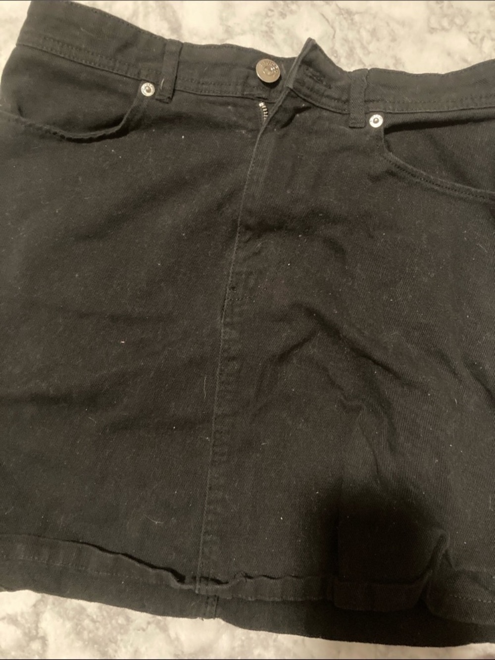 Black Denim Mini Skirt